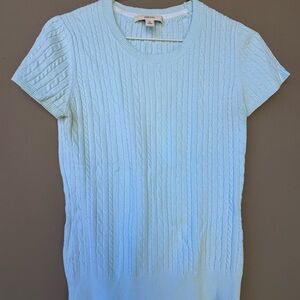 Merona Light Blue Cable Knit Short Sleeve Sweater